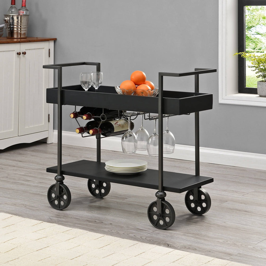 Black Wheeled Bar Cart V24609