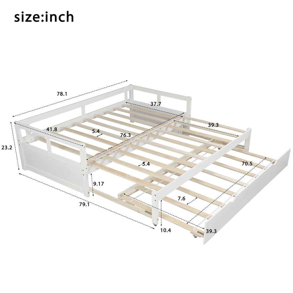White Wooden Sofa Bed with Rollers R4551