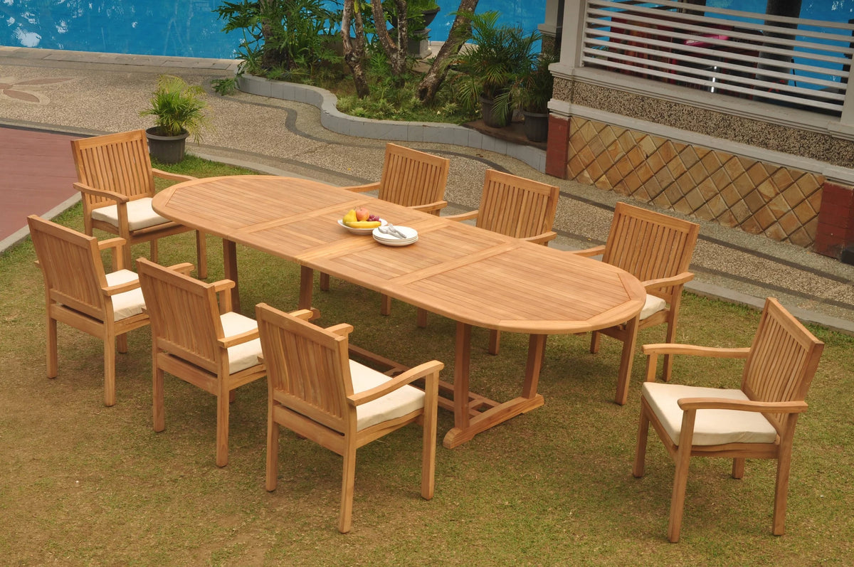 Grade-A Teak 9 Pc 8 Seater Dining Set G809780