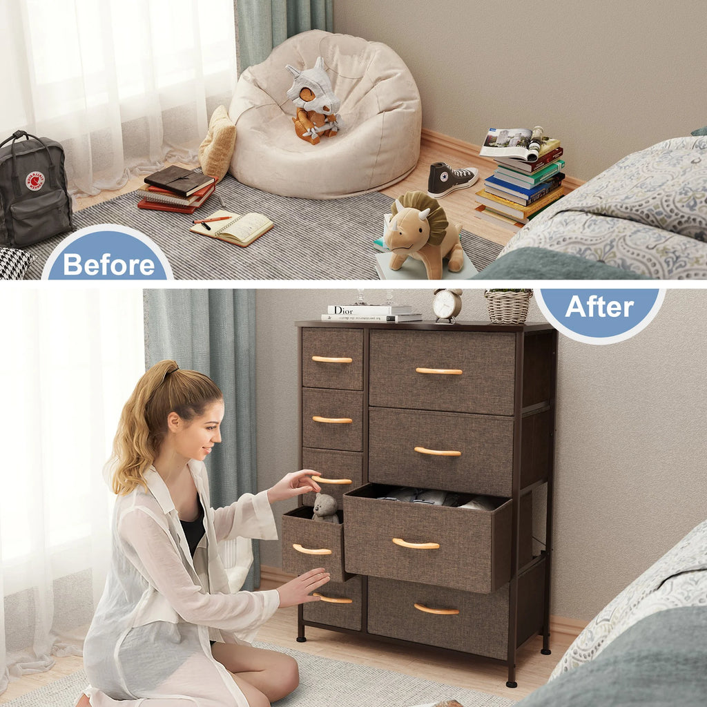 9 Drawer Brown Dresser P2128