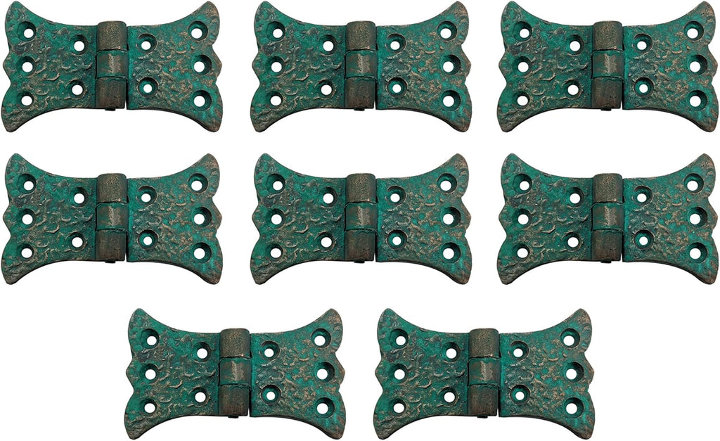 Antique Cast Iron Cabinet Butterfly Hinges (2 Pack, Green Patina) W5887