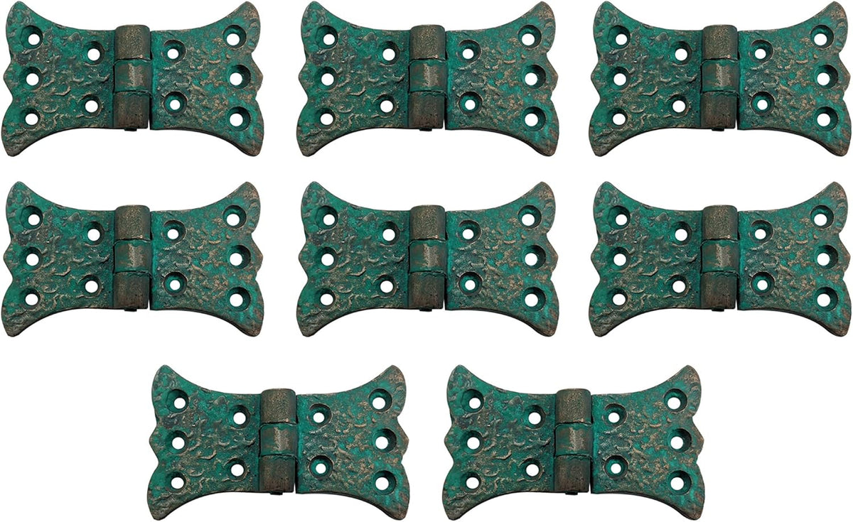 Antique Cast Iron Cabinet Butterfly Hinges (2 Pack, Green Patina) W5887