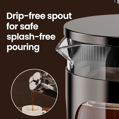1 Liter French Press Coffee Maker Borosilicate Glass Stainless Steel L891