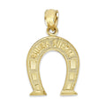 14k Solid Gold Horseshoe Pendant Necklace with 16" Rolo Chain E9117