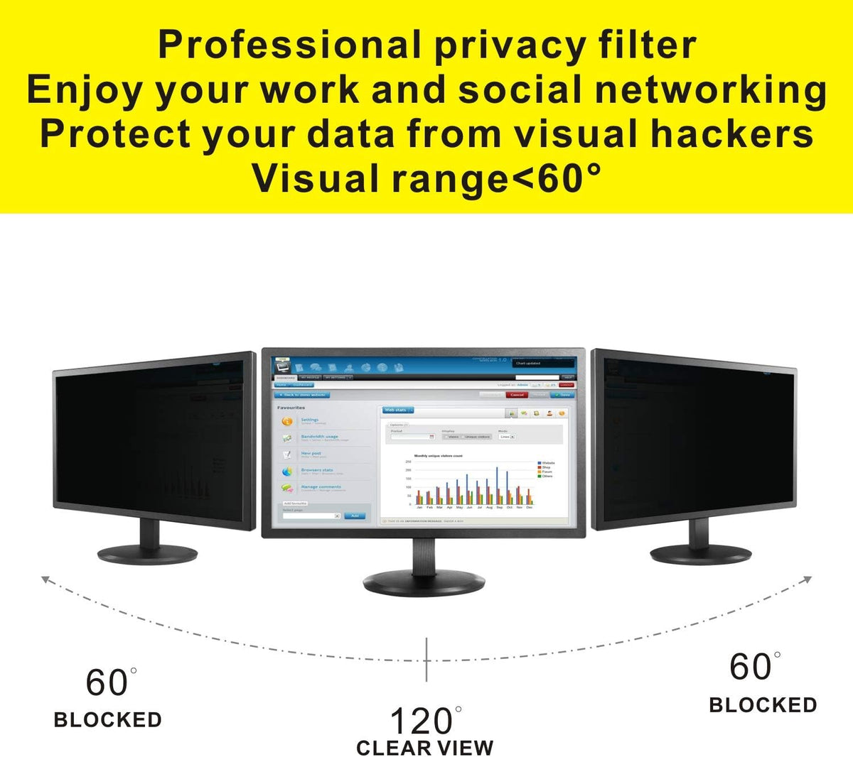 20 Inch Widescreen Monitor Privacy Filter Screen Protector Film, Pack of 2 D642
