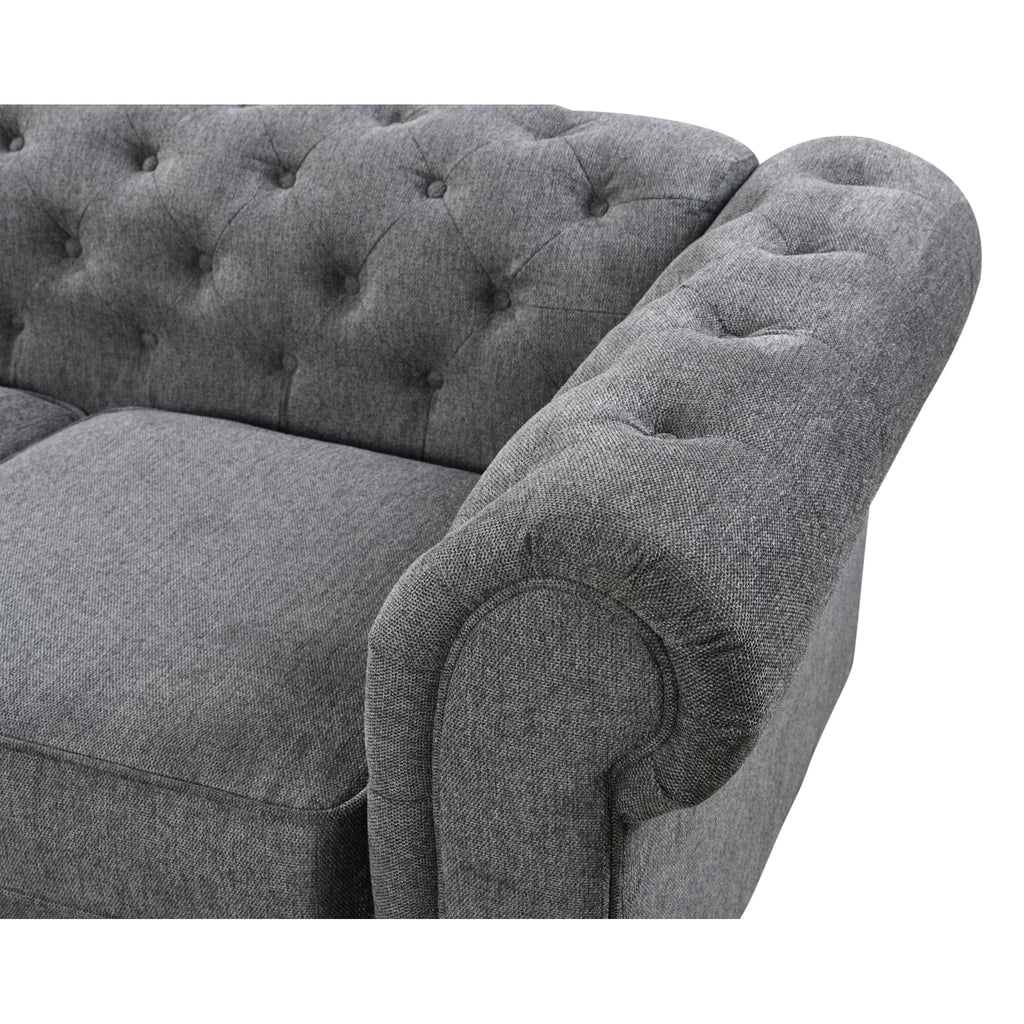 99" Gray Chesterfield Sofa with Chaise K856
