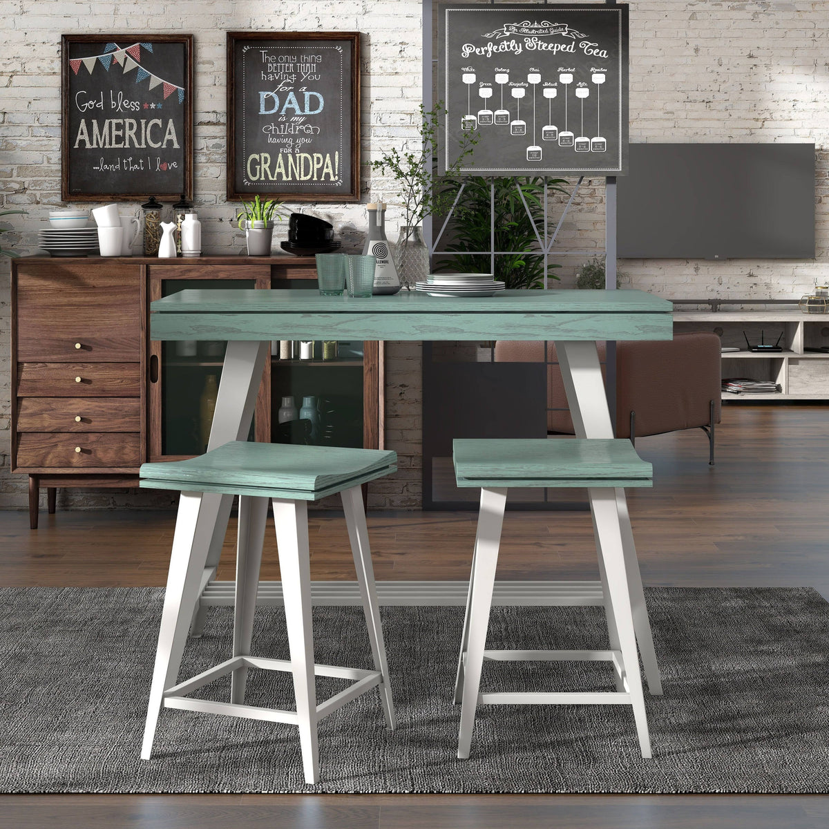 3-Piece Counter Height Table Set Dark Oak F280260