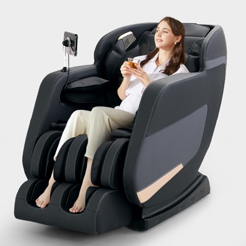 4D Zero Gravity Heated Massage Chair Recliner with SL Track (Black) F643
