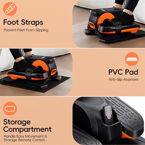 Under Desk Elliptical Machine, Quiet Portable Mini Electric Seated Pedal Exerciser, 12 Adjustable Speeds D416812