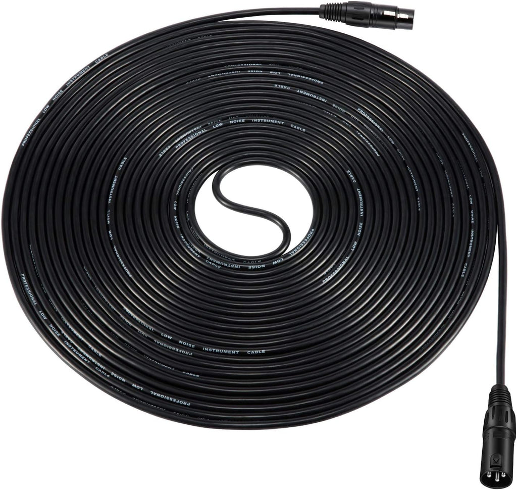 25ft XLR Microphone Male to Female Mic Cables Black 3-Pack U38618