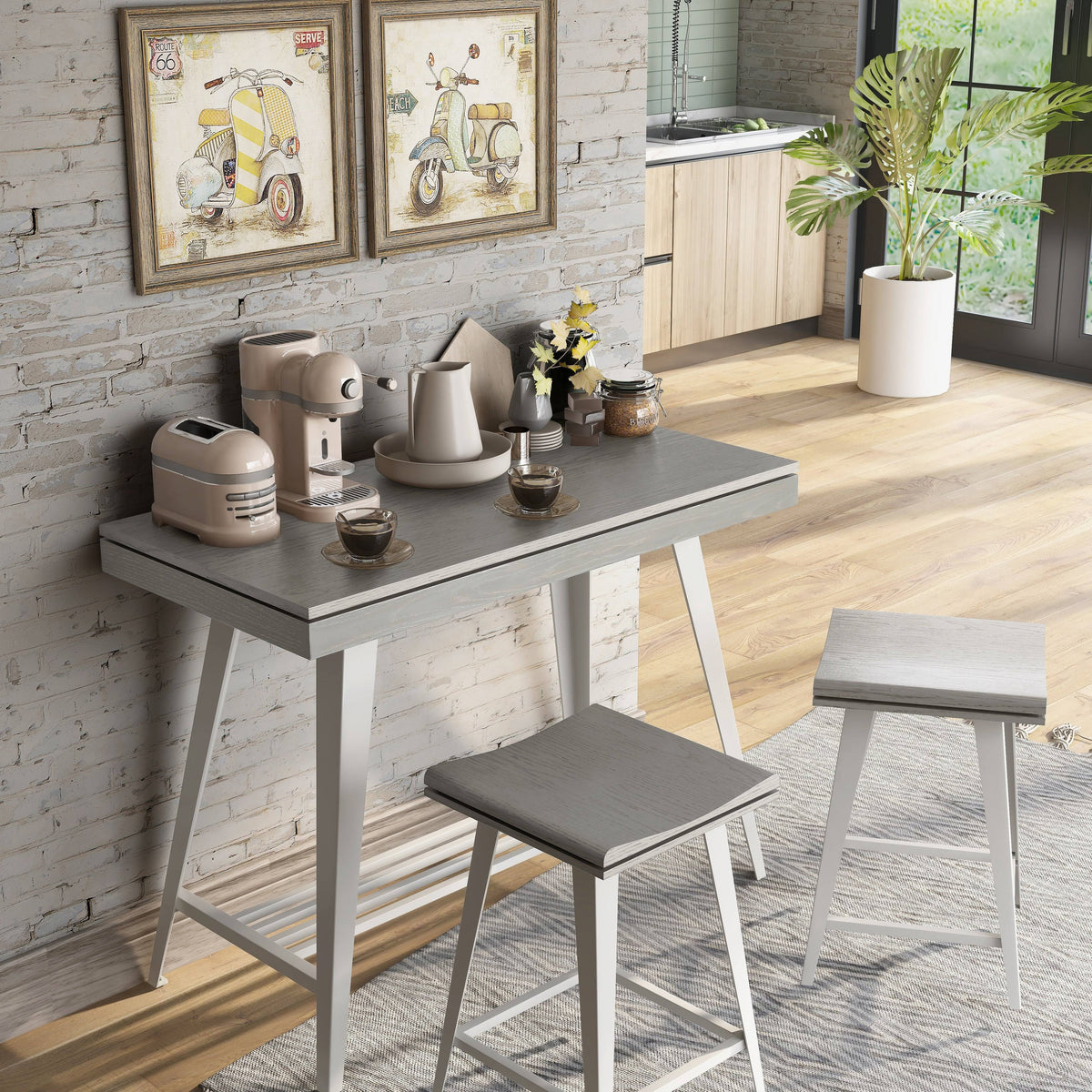 3-Piece Counter Height Table Set Dark Oak F280260