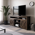 Dark Walnut Barn Door Wood Electric Fireplace TV Stand T6886