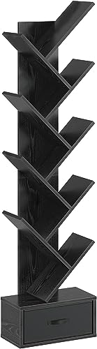 Rustic Brown 7 Shelf Wooden Bookshelf with Drawer X746147