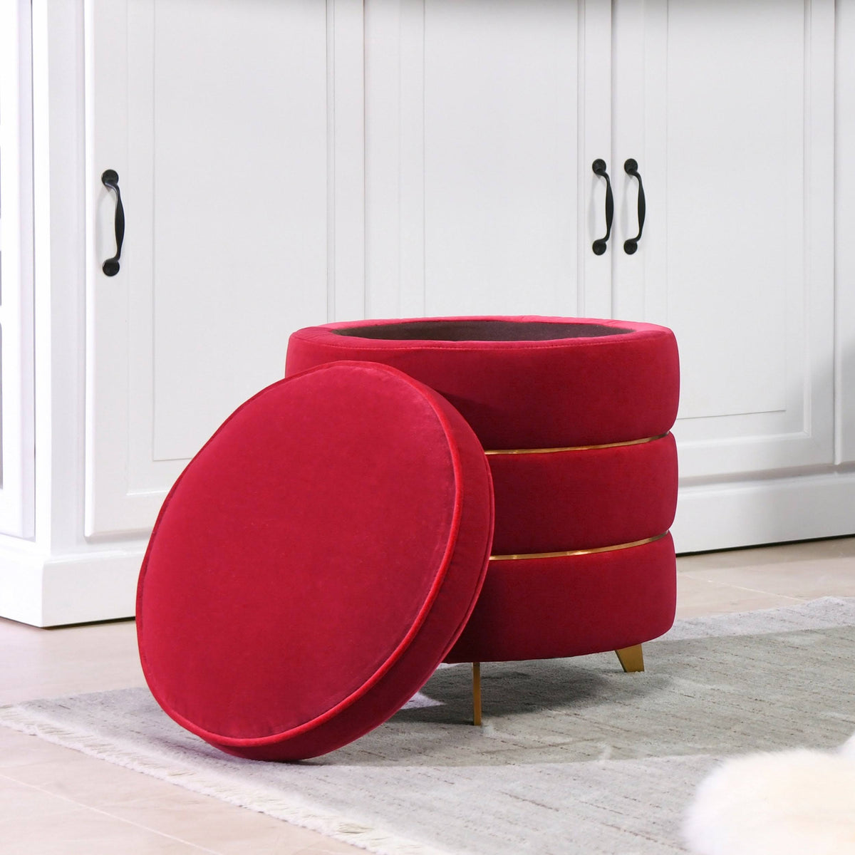 Round Accent Storage Ottoman P722