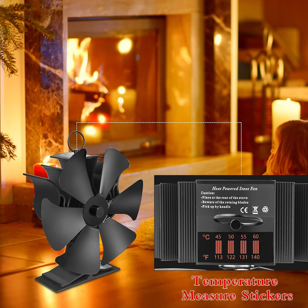 6 Blades Stove Fan with Thermometer Strip K5908