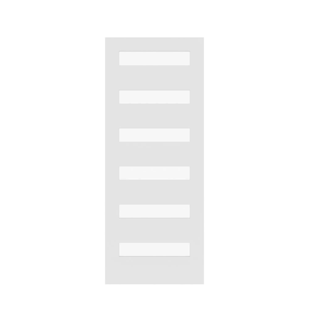 6 Lite Wood Satin Glass Primed Solid Core MDF Interior Door Slab A3562