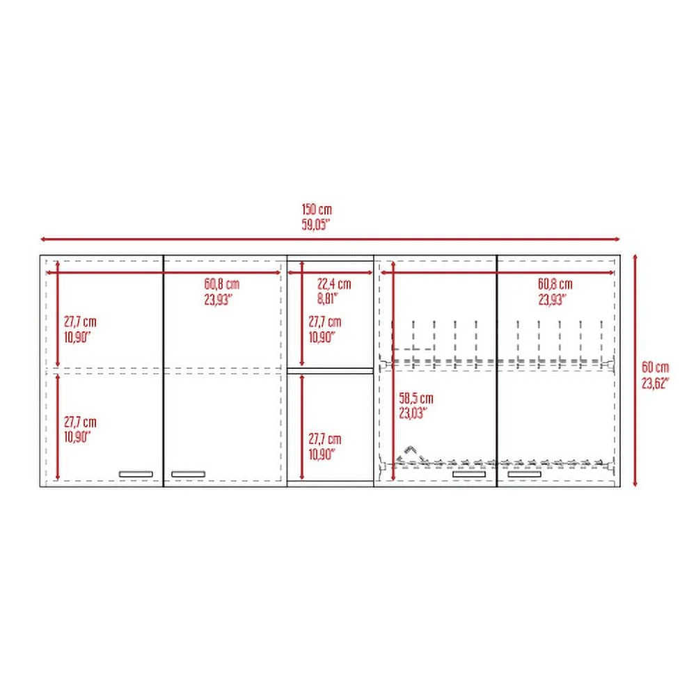 7-Shelf 4-Door 2-piece Kitchen Set White and Light Oak T2197
