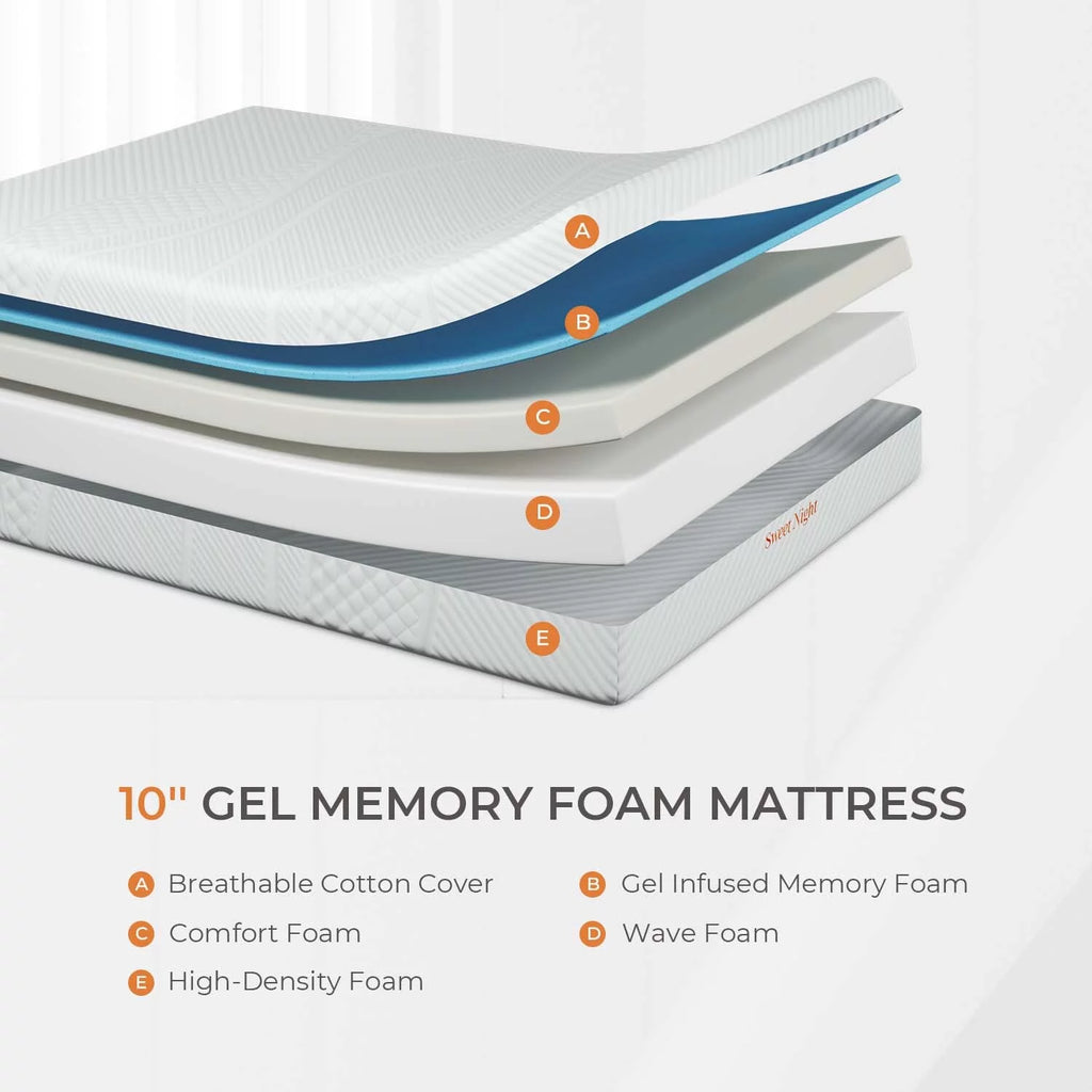 10'' Cooling Gel Memory Foam Queen Size Mattress B537